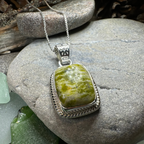 Connemara Marble Irish Rectangle Necklace in Sterling Silver
