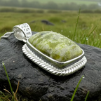 Connemara Marble Irish Rectangle Necklace in Sterling Silver