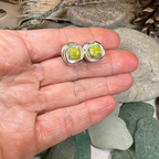 Irish Connemara Marble Celtic Spiral Post Earrings in Sterling Silver
