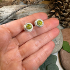 Irish Connemara Marble Celtic Spiral Post Earrings in Sterling Silver