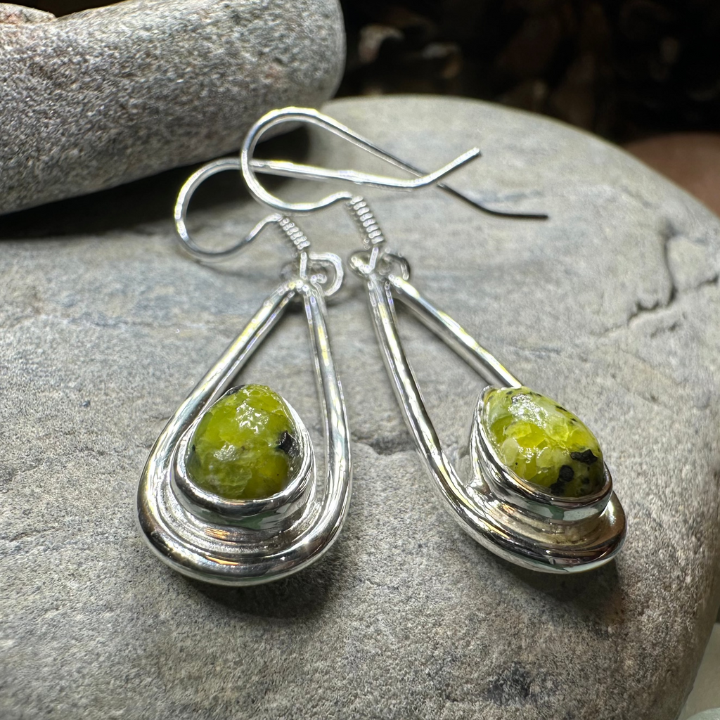 Connemara Marble Irish Sliabh Earrings in Sterling Silver