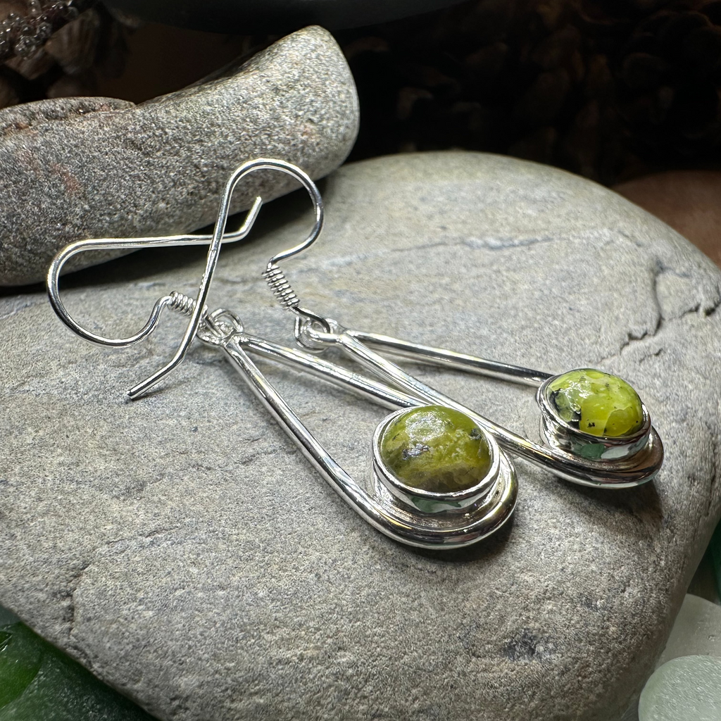 Connemara Marble Irish Sliabh Earrings in Sterling Silver