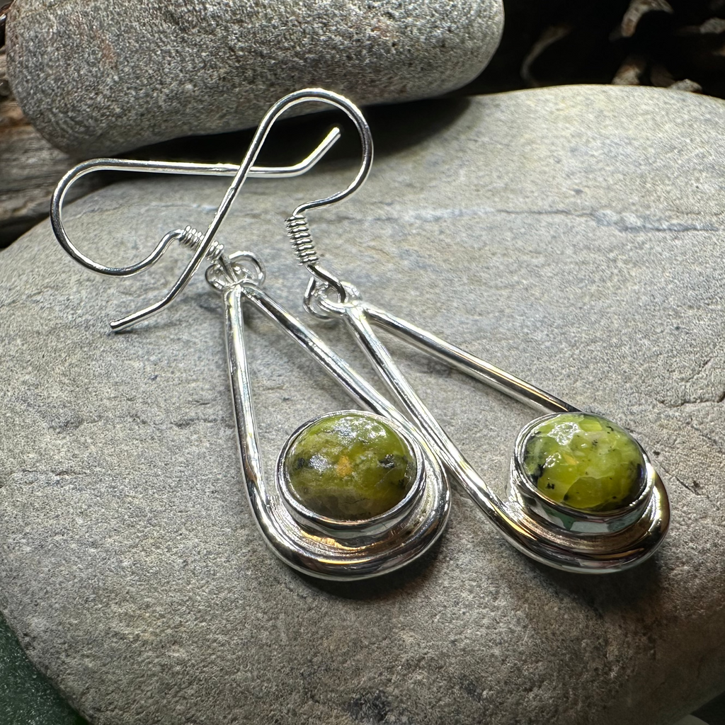 Connemara Marble Irish Sliabh Earrings in Sterling Silver