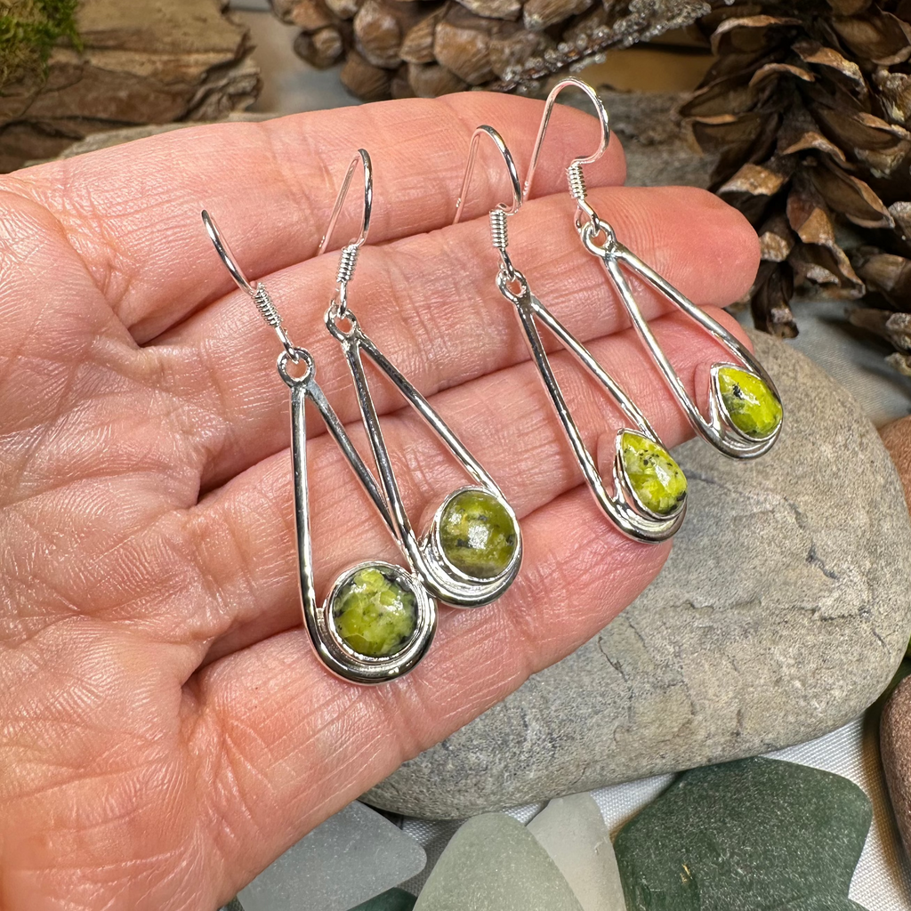 Connemara Marble Irish Sliabh Earrings in Sterling Silver