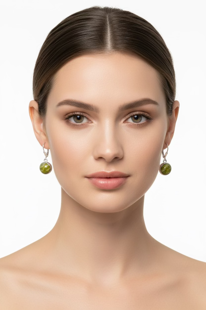 Connemara Marble Irish Anamchara Earrings in Sterling Silver