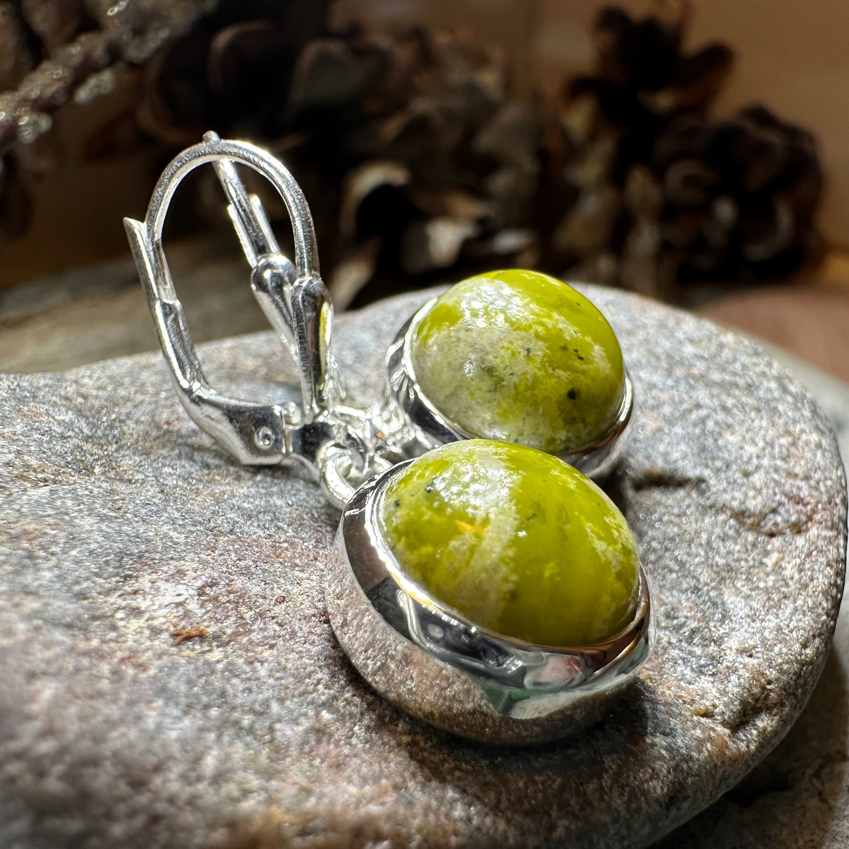 Connemara Marble Irish Anamchara Earrings in Sterling Silver