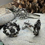 Classic Scottish Thistle Tie Bar & Cufflink Set