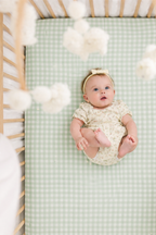 Meadow Green Gingham Crib Sheet