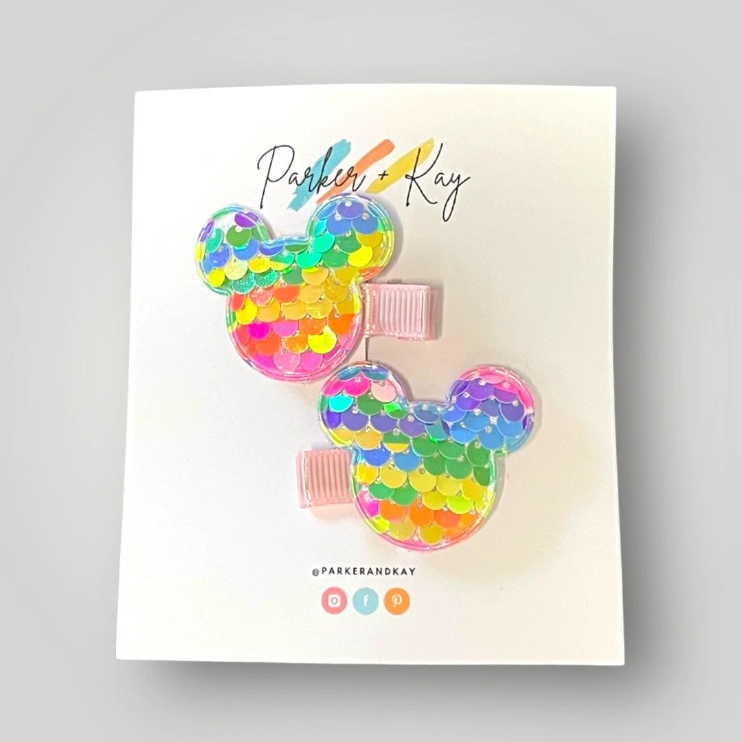 Sequin Mouse Hair Clips by Parker + Kay Creative