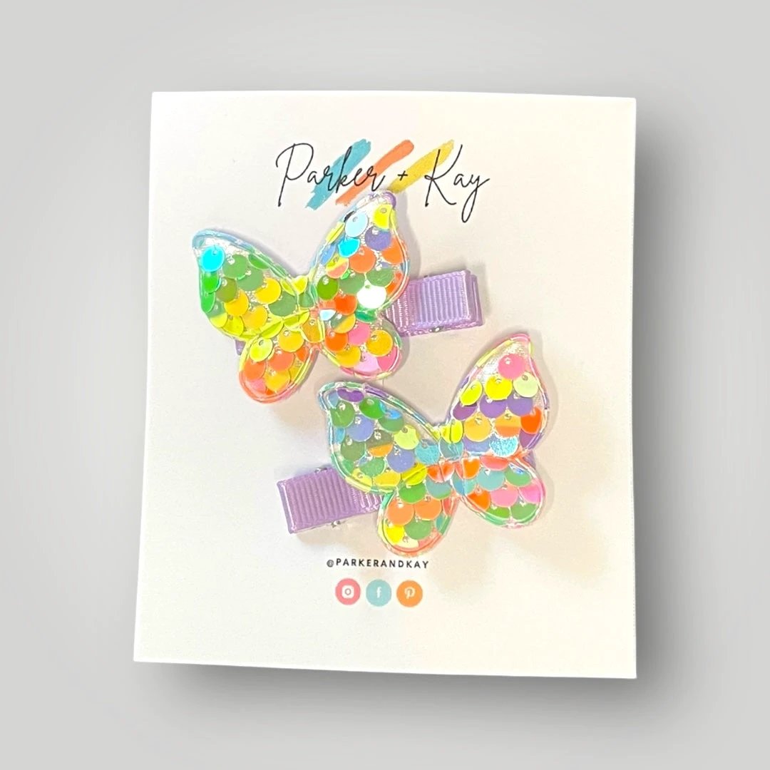 Sequin Butterfly Hair Clips by Parker + Kay Creative