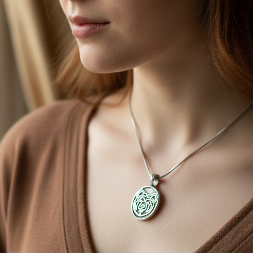 Celtic Bear Pewter Necklace