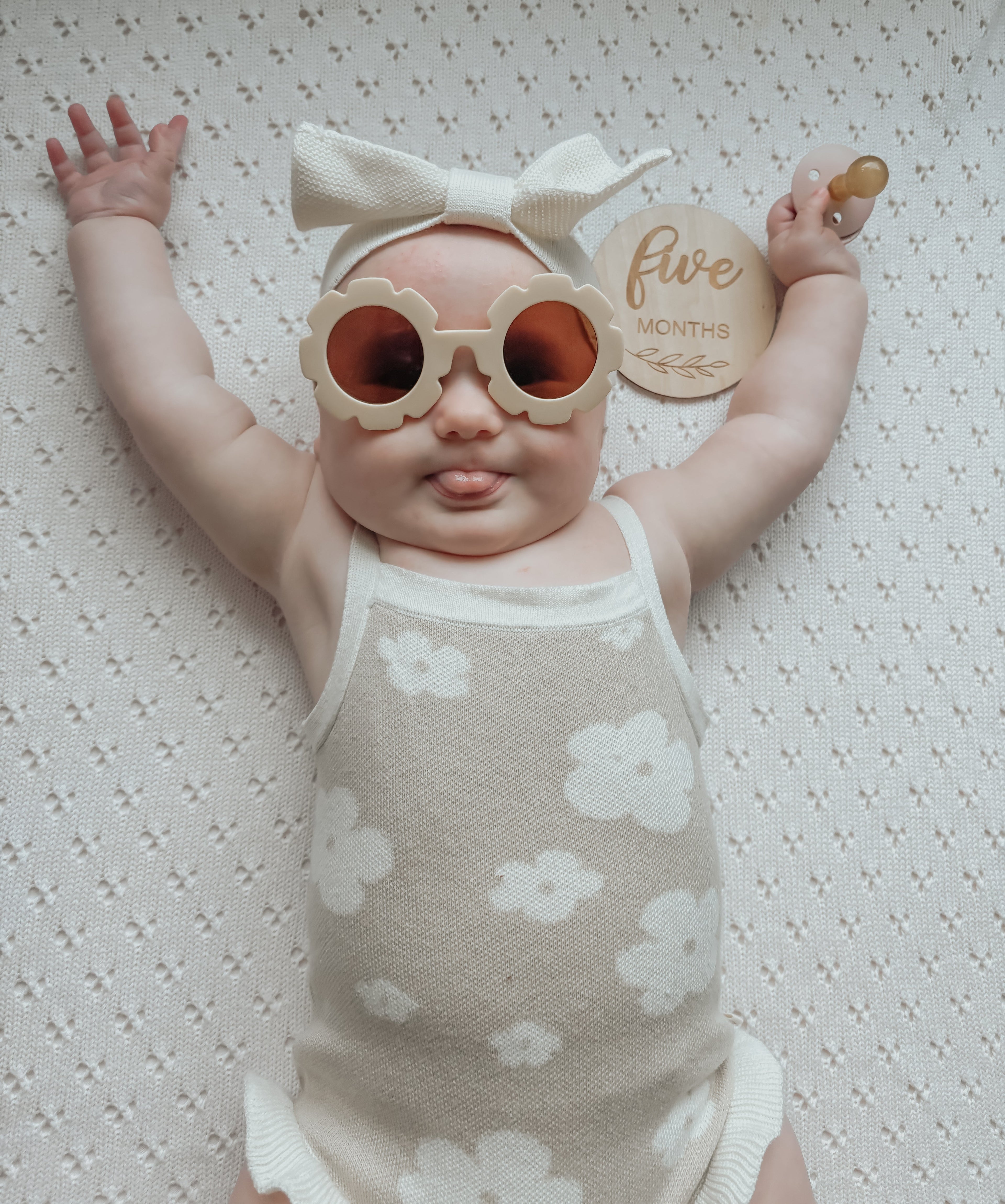 Vanilla White Pointelle Knit Blanket