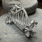 Artisan Irish Celtic Harp Brooch - Handmade in Ireland