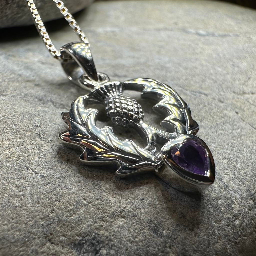 Millie Scottish Thistle Necklace in Sterling Silver