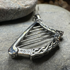 Torlogh Celtic Irish Harp Necklace in Sterling Silver