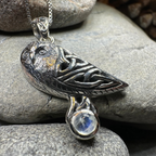 Minerva Celtic Owl Necklace in Sterling Silver