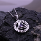 Gemstone Celtic AA Sobriety Necklace in Sterling Silver
