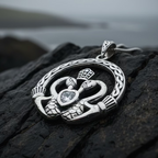 Celtic Swan Claddagh Necklace in Sterling Silver