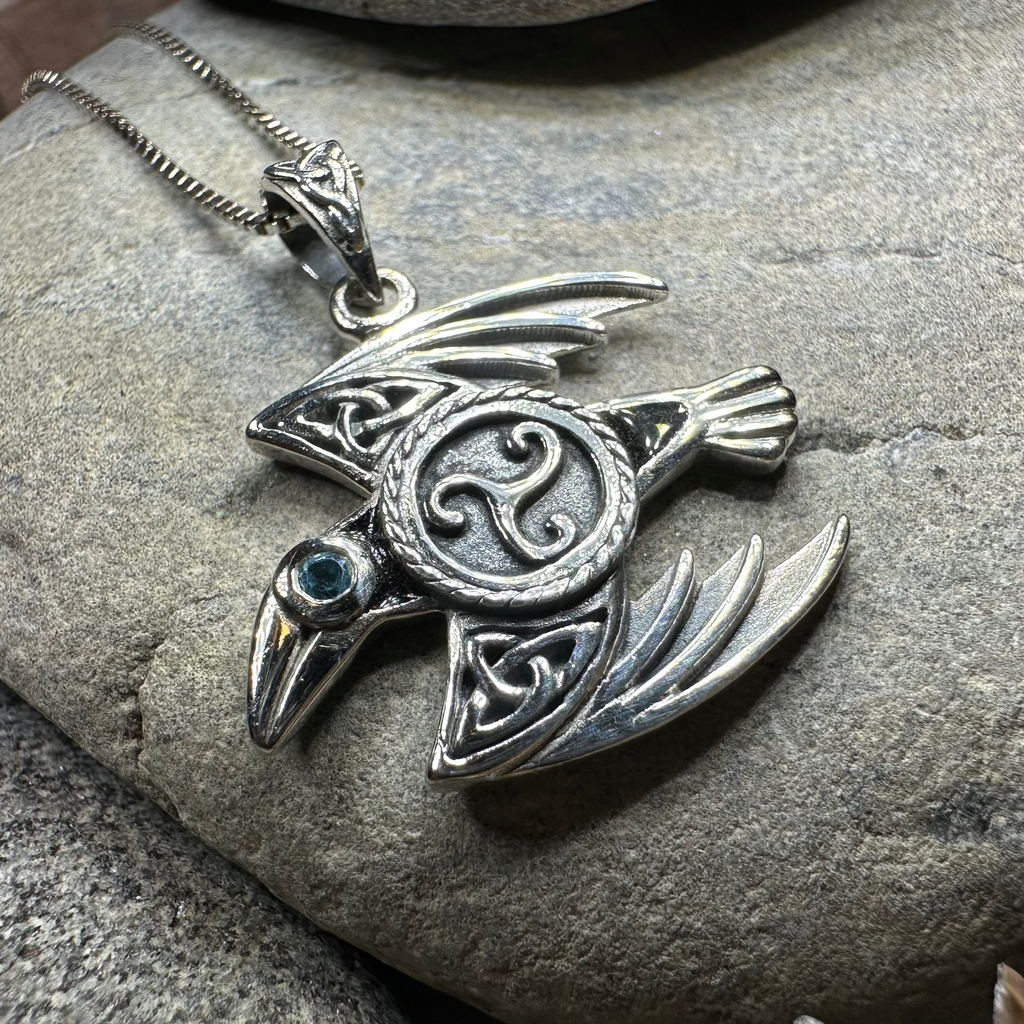 Astrid Celtic Raven Necklace in Sterling Silver