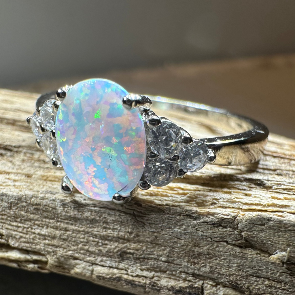 Katerina Opal Celtic Ring in Sterling Silver