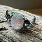 Aubrette Opal Celtic Ring in Sterling Silver