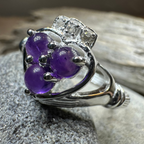 Eternity Amethyst Irish Claddagh Ring in Sterling Silver