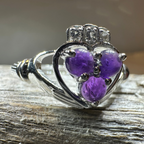 Eternity Amethyst Irish Claddagh Ring in Sterling Silver