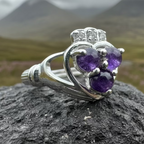 Eternity Amethyst Irish Claddagh Ring in Sterling Silver