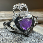 Noble Heart Amethyst Irish Claddagh Ring