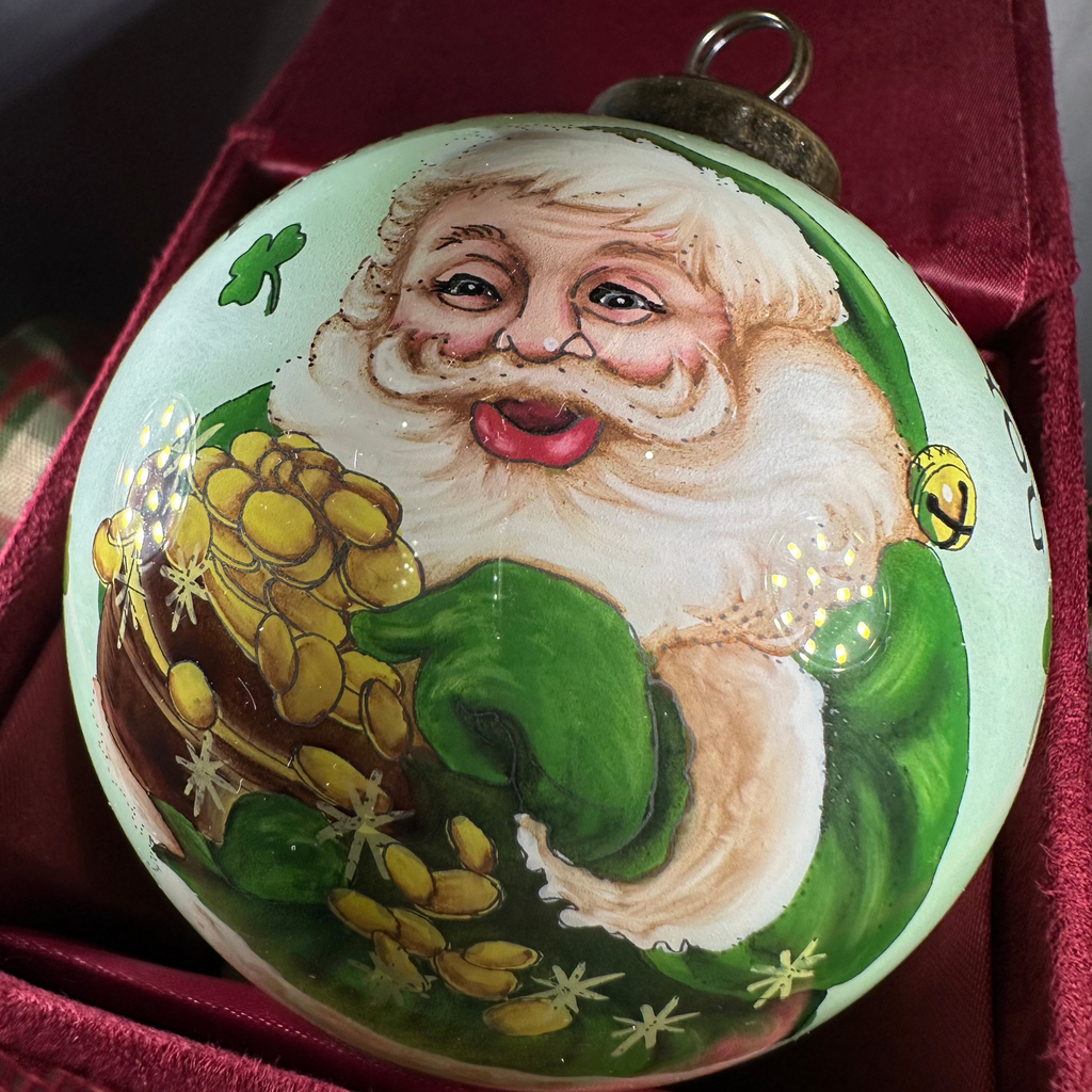 Happy Christmas Irish Santa Ornament - Handmade
