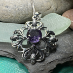 Dolina Amethyst Scottish Thistle Necklace in Sterling Silver