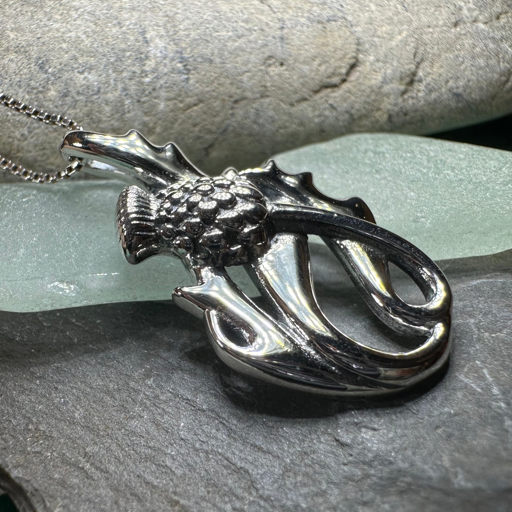 Daleina Scottish Thistle Necklace in Sterling Silver