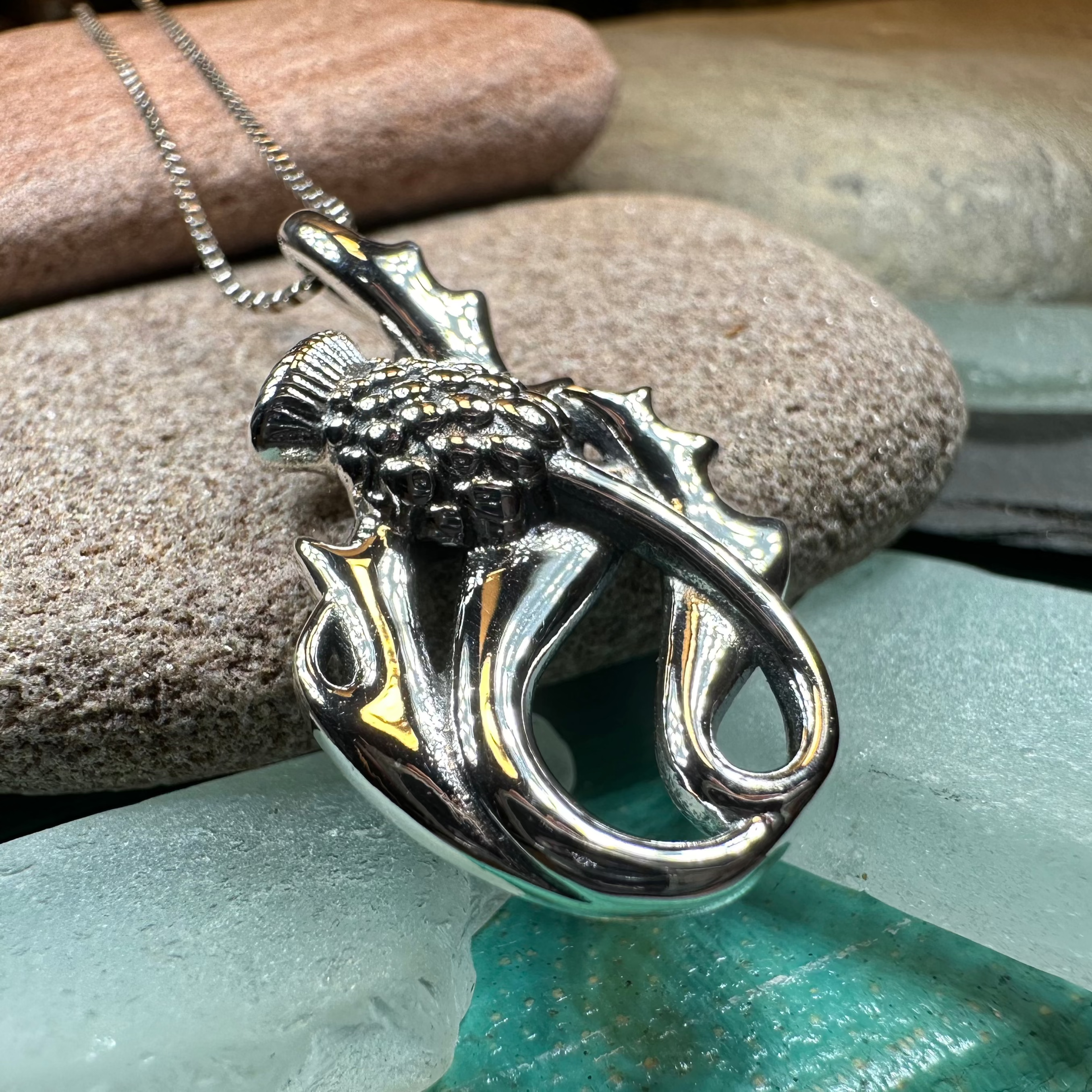 Daleina Scottish Thistle Necklace in Sterling Silver