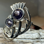 Adairia Scottish Thistle Amethyst Ring in Sterling Silver