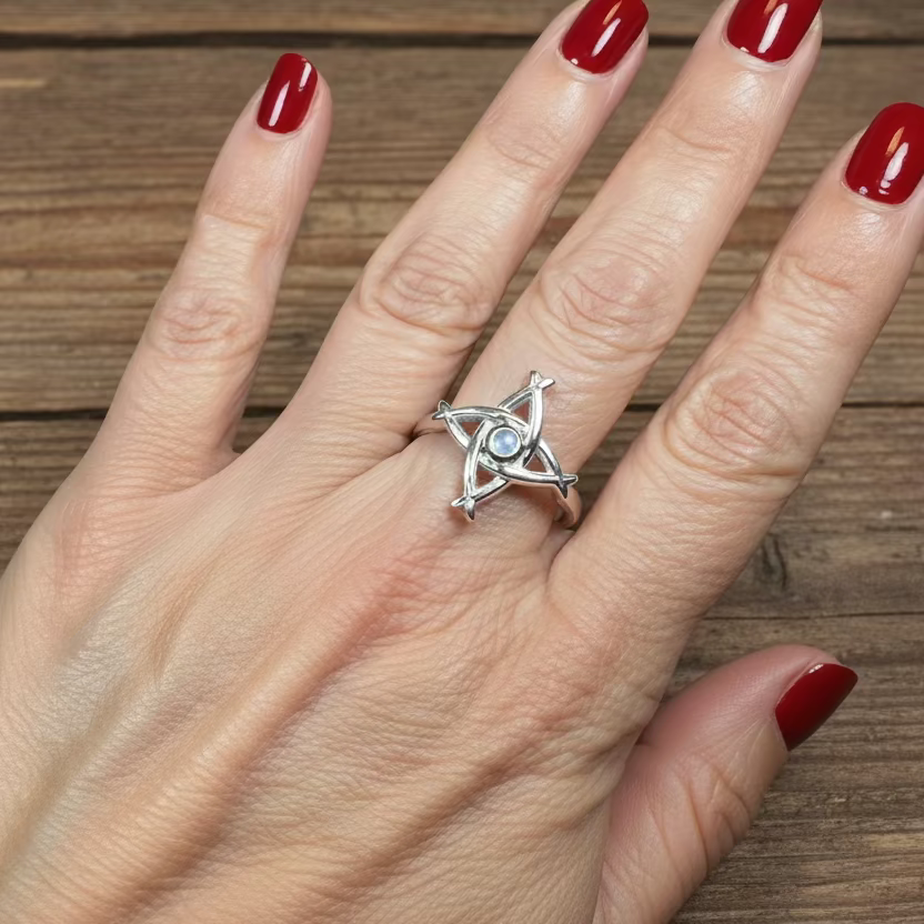 Moonstone Saint Brigid's Cross of Ireland Ring