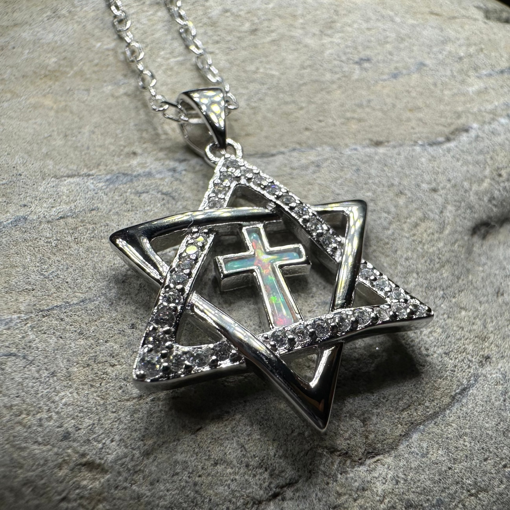 Star of David Cross Opal Necklace