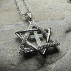 Star of David Cross Opal Necklace