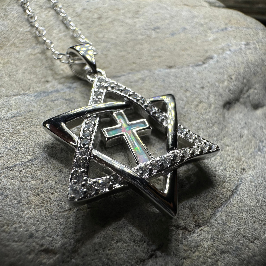 Star of David Cross Opal Necklace