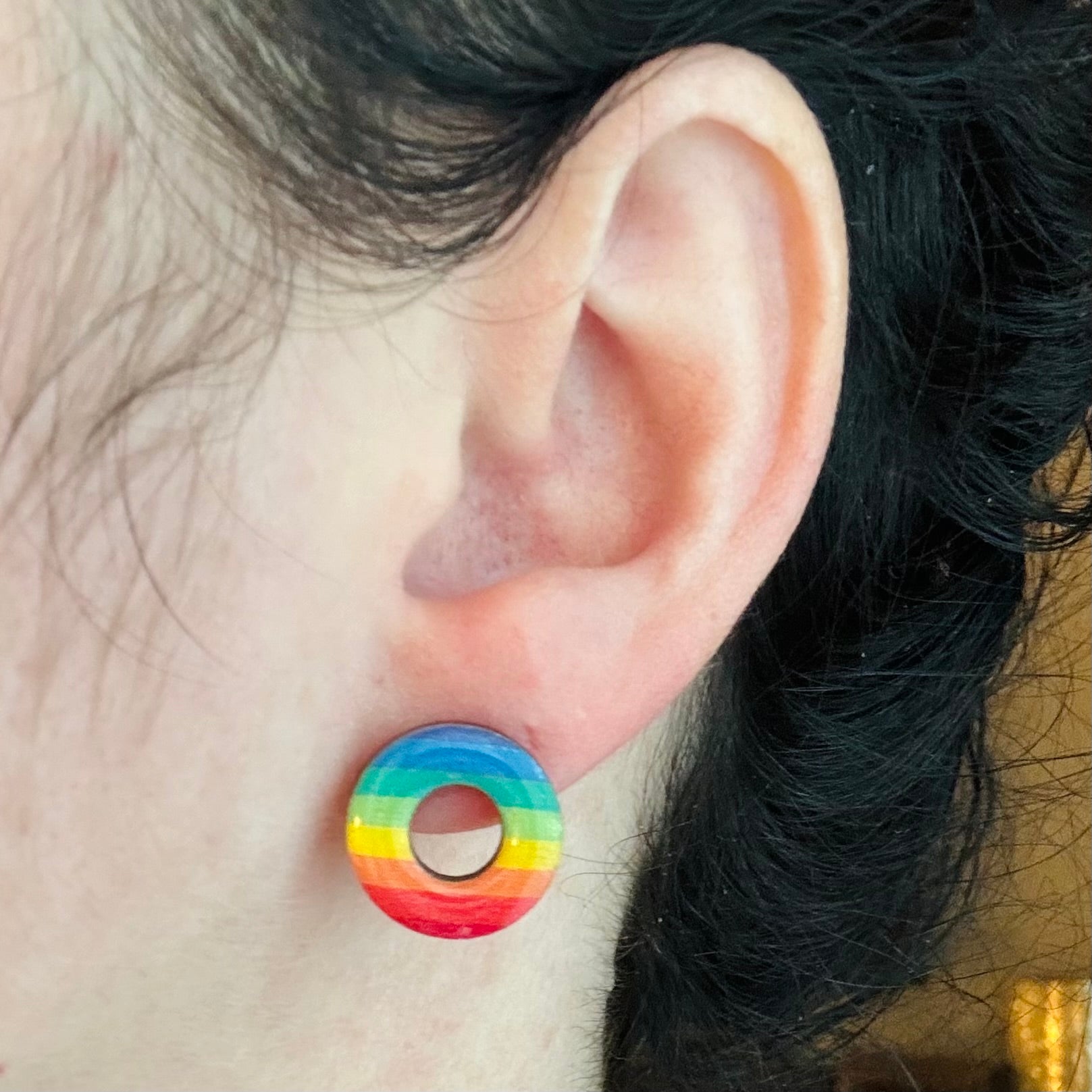 Stripey Rainbow Rings Stud Earrings