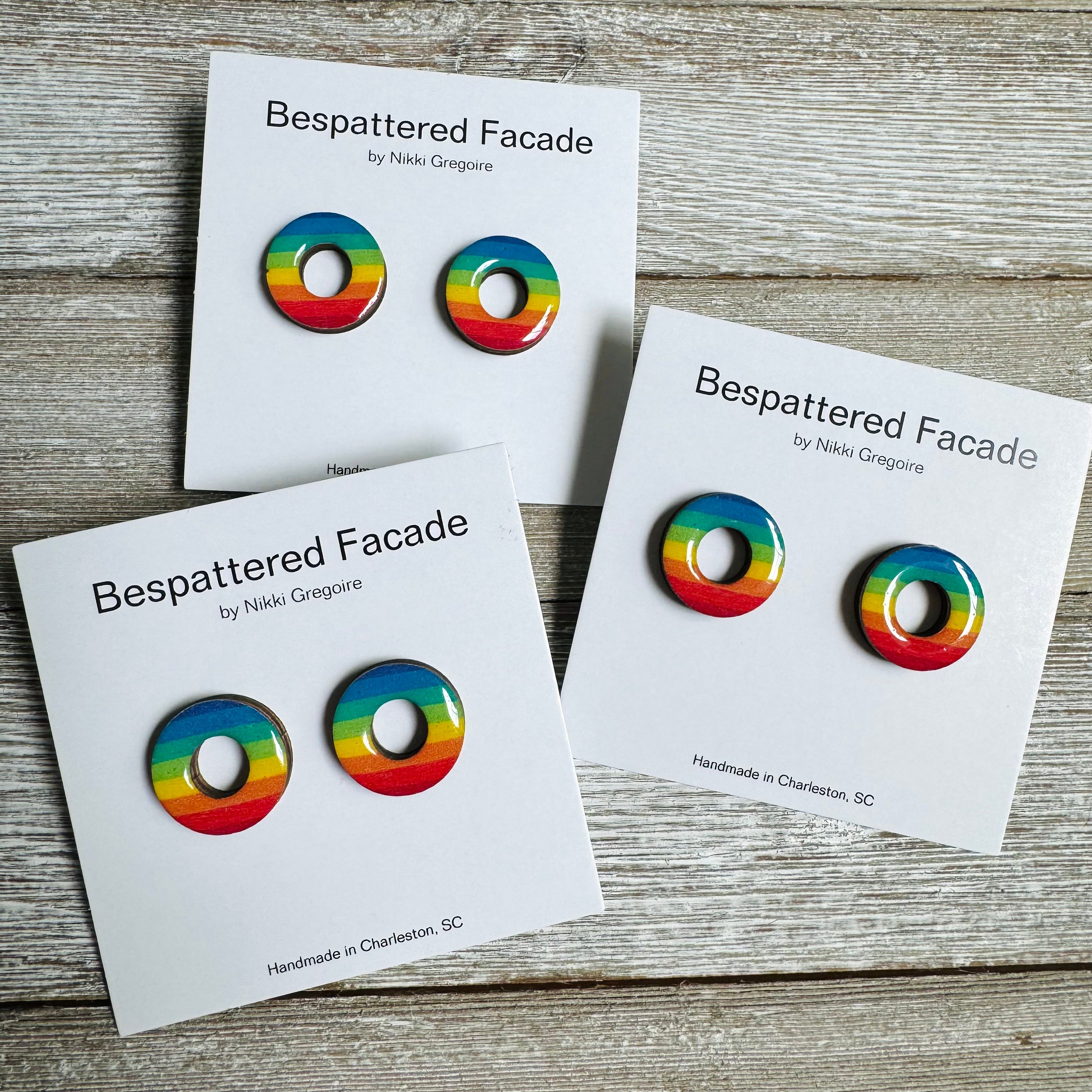 Stripey Rainbow Rings Stud Earrings