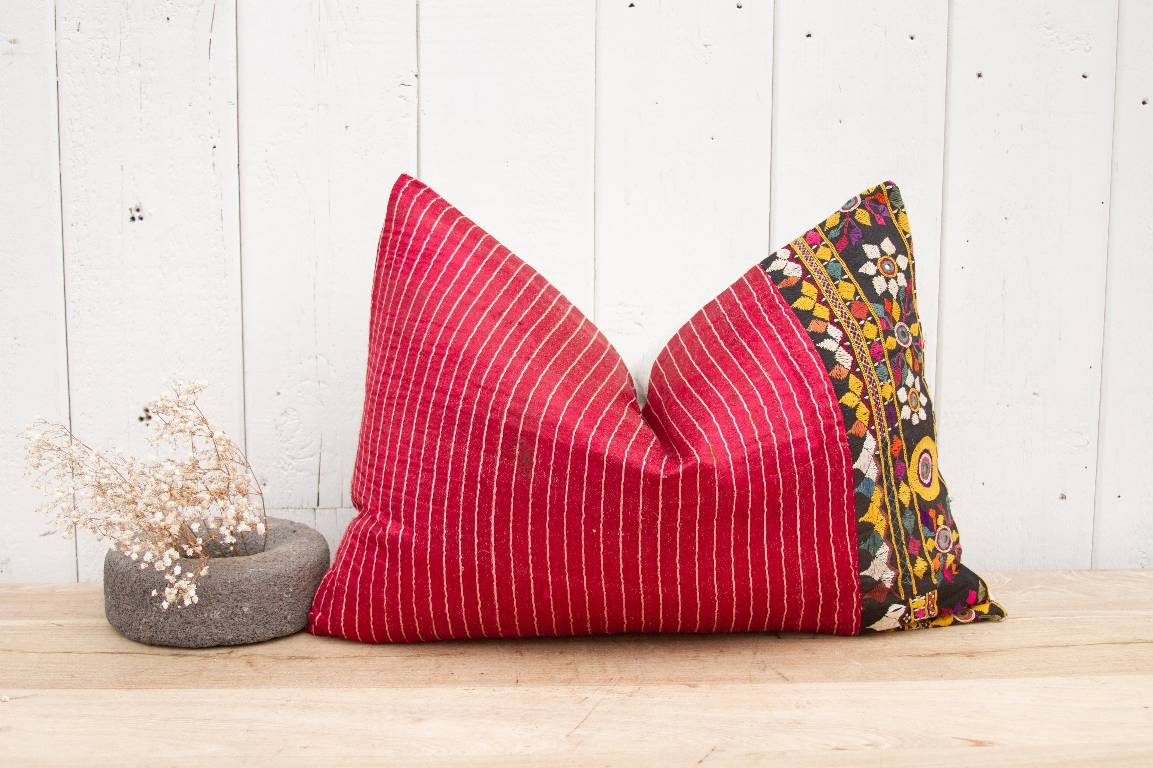 Sabia Antique Mashru Tribal Lumbar Pillow