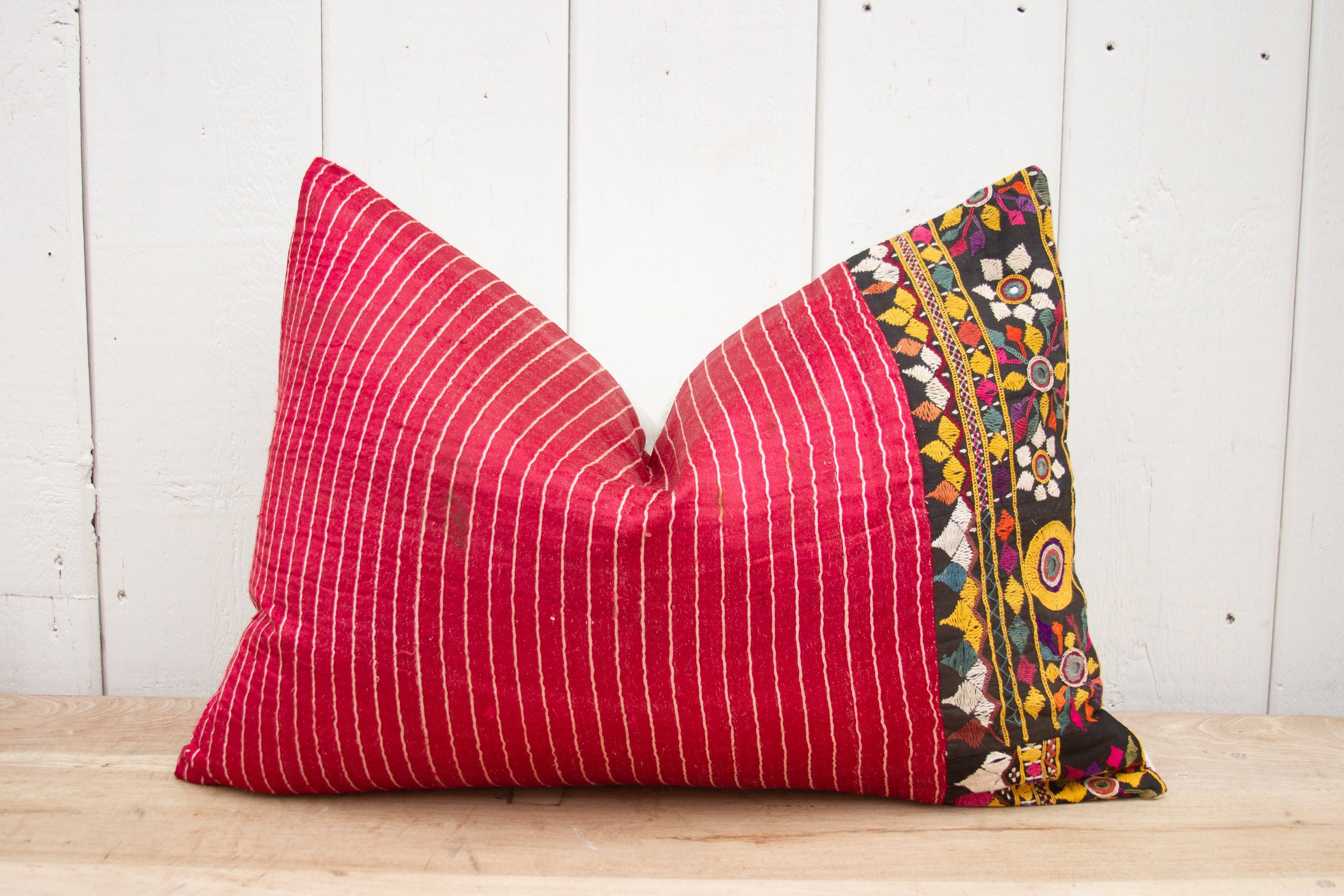 Sabia Antique Mashru Tribal Lumbar Pillow