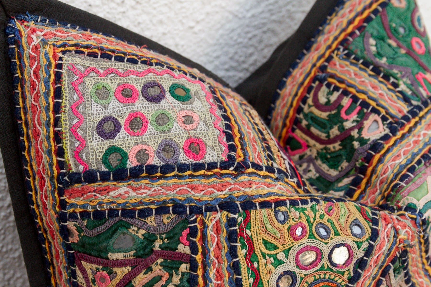 Emerald Patchwork Antique Jaisalmer Pillow