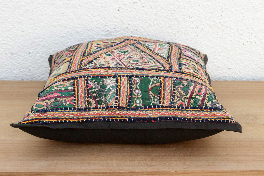 Emerald Patchwork Antique Jaisalmer Pillow