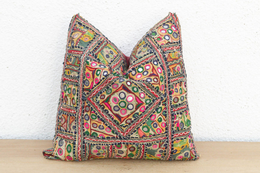 Antique Jeweled Medallion Jaisalmer Pillow