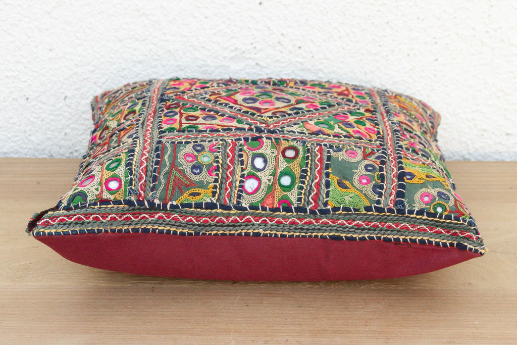 Antique Jeweled Medallion Jaisalmer Pillow
