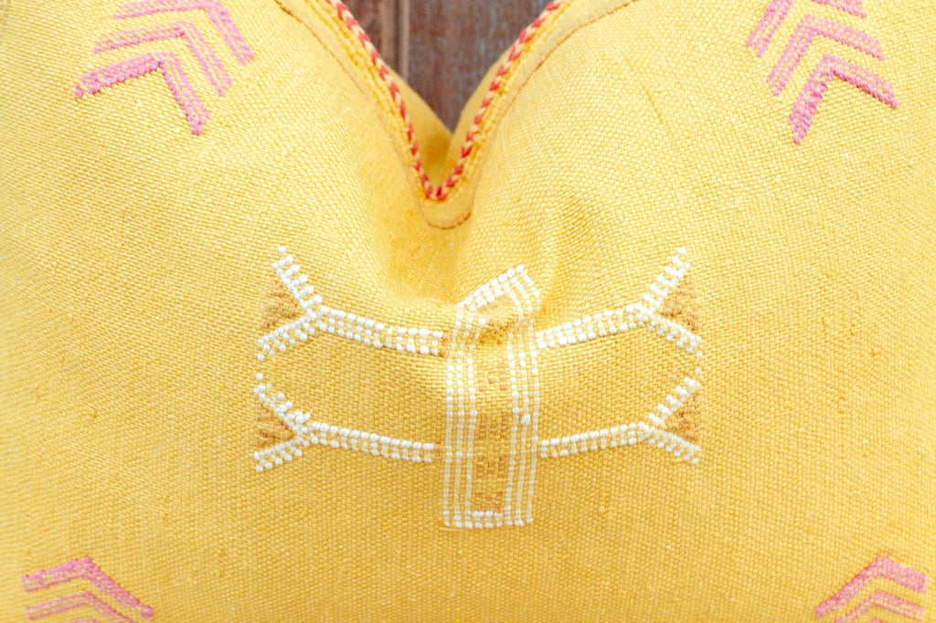 Butterscotch Lumbar Moroccan Silk Rug Pillow by DE-COR | Globally Inspired