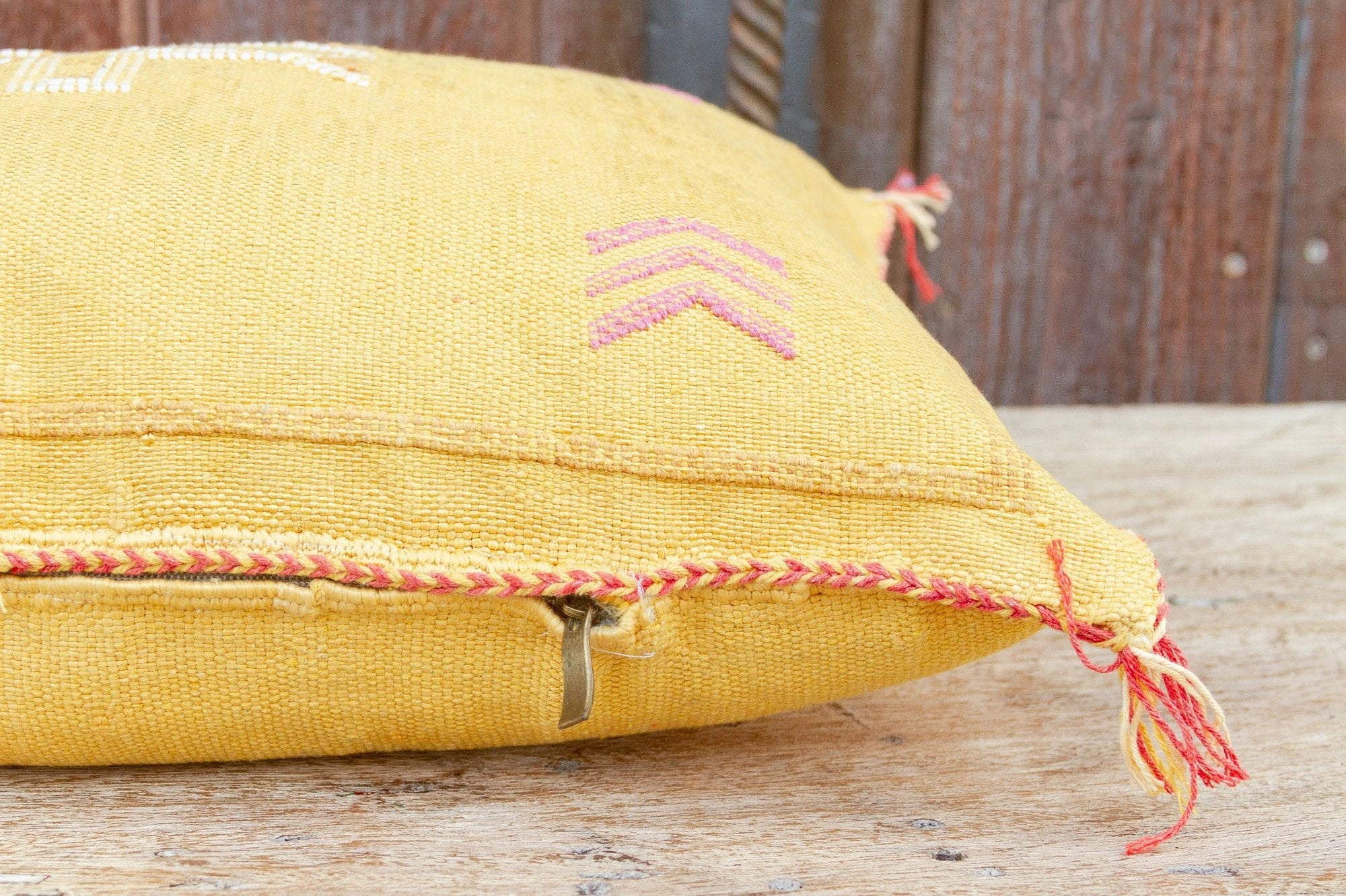 Butterscotch Lumbar Moroccan Silk Rug Pillow by DE-COR | Globally Inspired