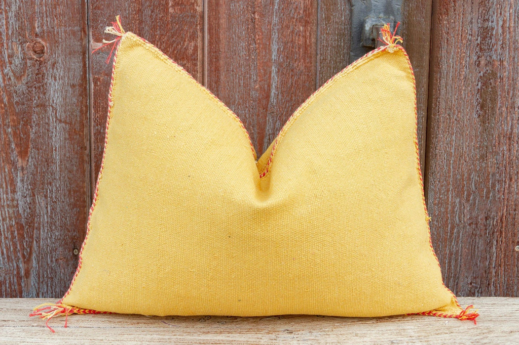 Butterscotch Lumbar Moroccan Silk Rug Pillow by DE-COR | Globally Inspired