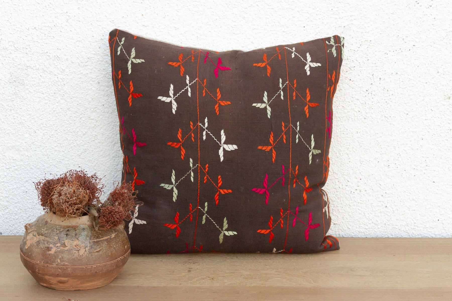Desert Star, Antique Phulkari Pillow Cover